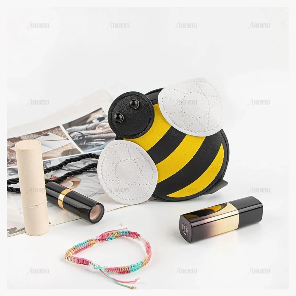 Cute Bee Cross Body Bag Wallet Pouch for Women Female Yellow